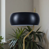 Flux Table Lamp - Gold Color Metal Base - Black Outer Shade