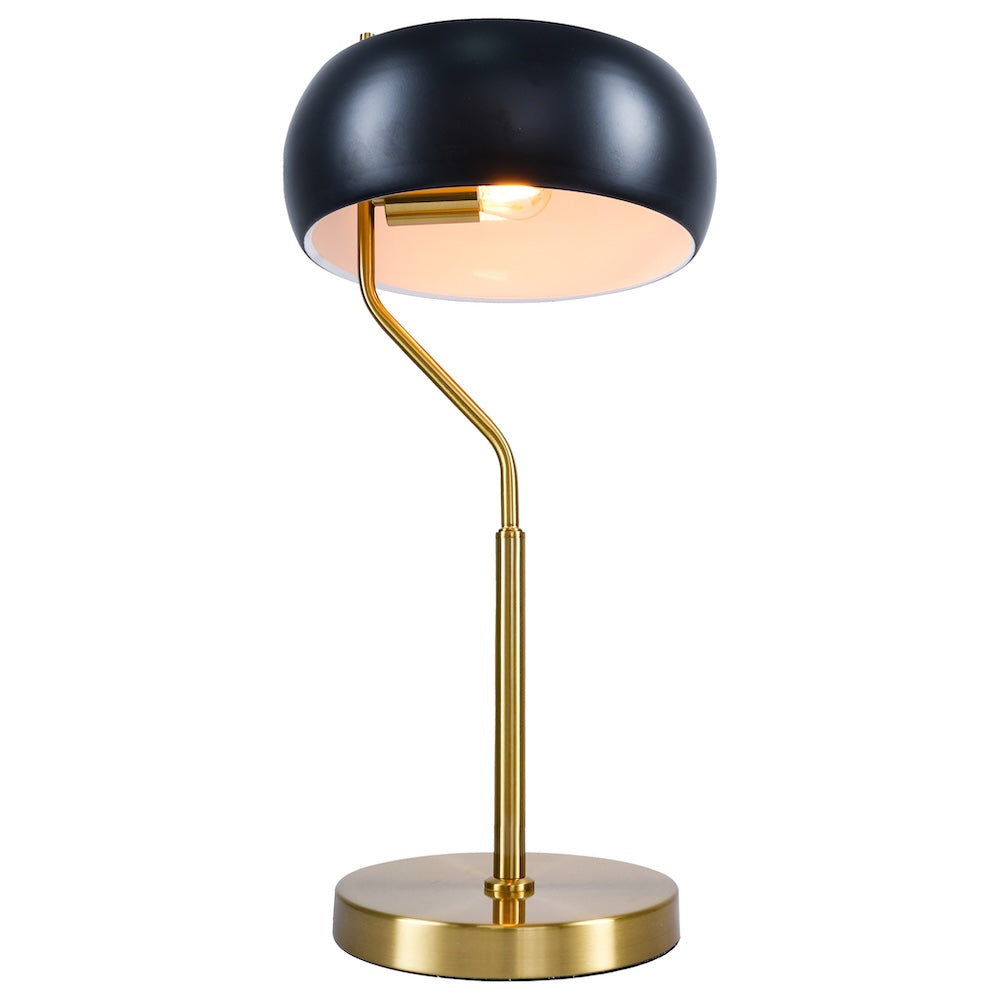 Flux Table Lamp - Gold Color Metal Base - Black Outer Shade