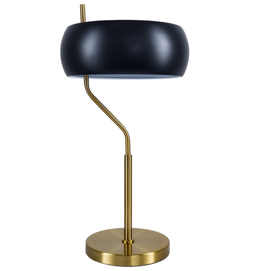 Flux Table Lamp - Gold Color Metal Base - Black Outer Shade