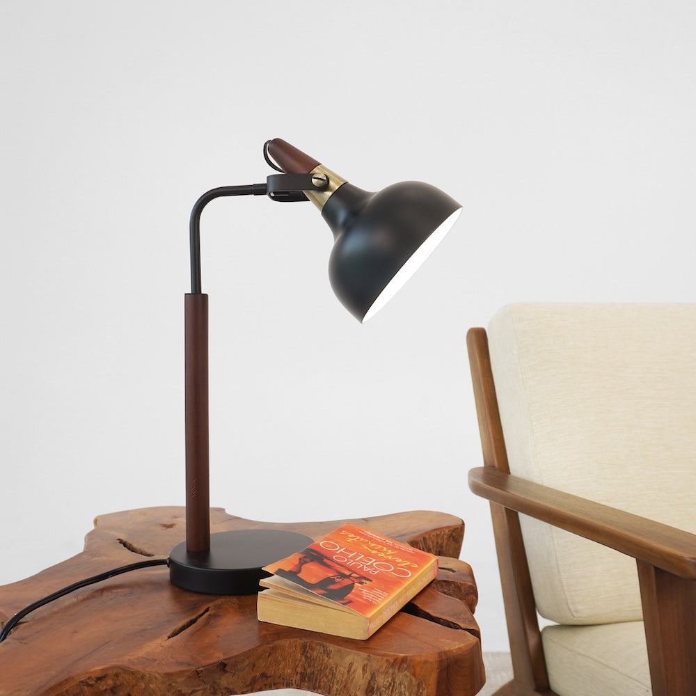 GlowLite Black Table Lamp with Cone Shade