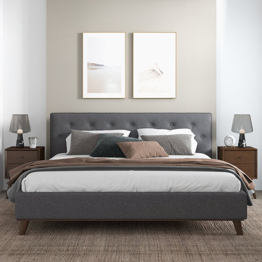 Graceville Dark Grey Fabric Platform King Bed