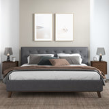 Graceville Dark Grey Fabric Platform King Bed