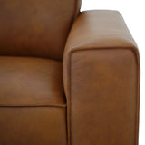 Hanky Mid-Century Modern Genuine Tan Leather Sofa