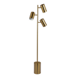 Harmony Brassed Gold Floor Lamp with Rotary Switch Triple Spots Metal Block Base