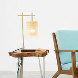 Moonstone Bamboo Lampshade Table Lamp - Dark Brown - Bronze