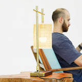 Moonstone Bamboo Lampshade Table Lamp - Dark Brown - Bronze