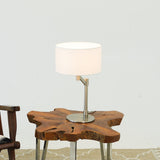 Horizon Brushed Nickel Table Lamp with On/Off Switch Curved Metal Base Linen Shade