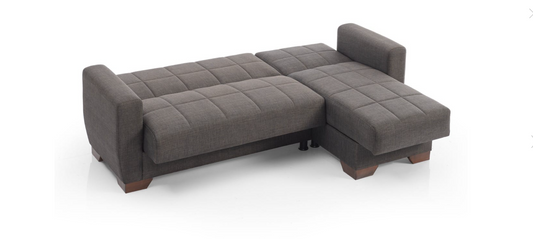 Barato Fabric Convertible Lounge Sectional w/Storage - Dark Brown