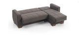 Barato Fabric Convertible Lounge Sectional w/Storage - Dark Brown