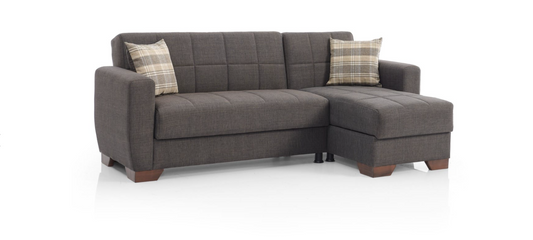Barato Fabric Convertible Lounge Sectional w/Storage - Dark Brown