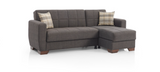 Barato Fabric Convertible Lounge Sectional w/Storage - Dark Brown