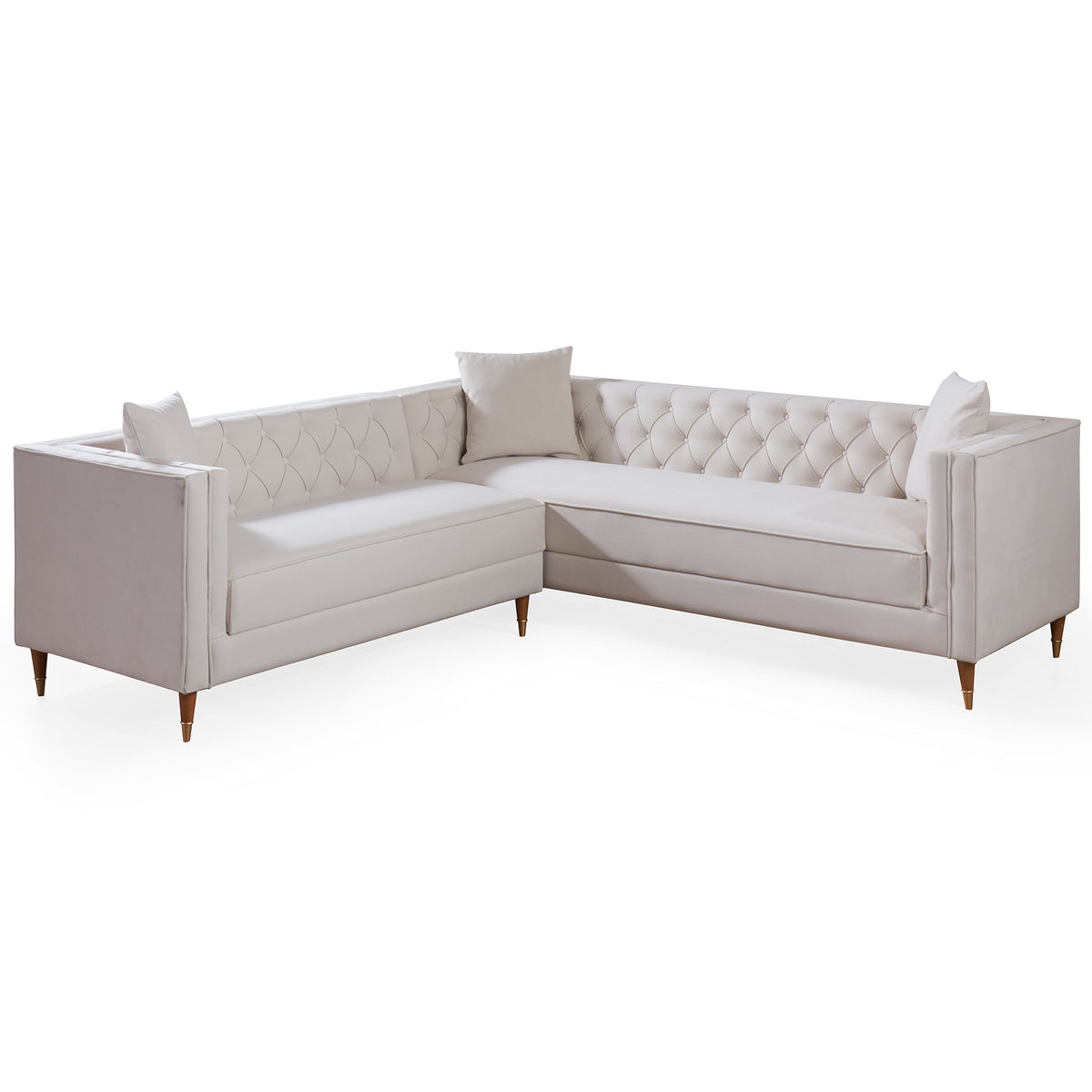 Lewis Cream Velvet Symmetrical Corner Sofa