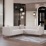 Lewis Cream Velvet Symmetrical Corner Sofa