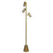 Lumina Brassed Gold Floor Lamp with Rotary Switch Triple Spots Metal Cone Base