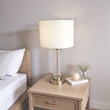 Luna Brushed Nickel Table Lamp with On/Off Switch Clear Glass Body  Metal Base