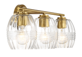 Luster Three Lights Vanity With Clear Glass for Bathrooms above Mirror  Wall Lamp - Satin Brass