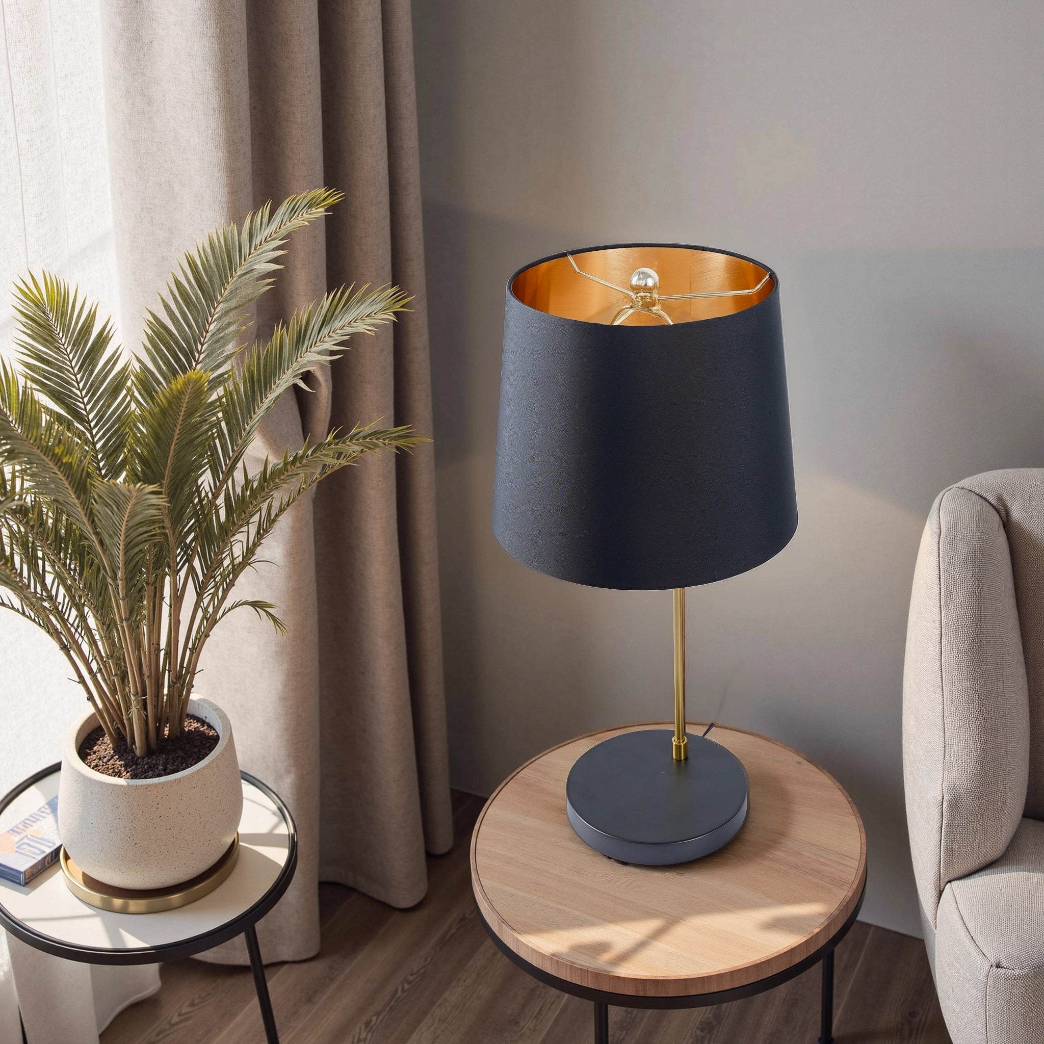 Lustrous Table Lamp - Black outer and Gold inner