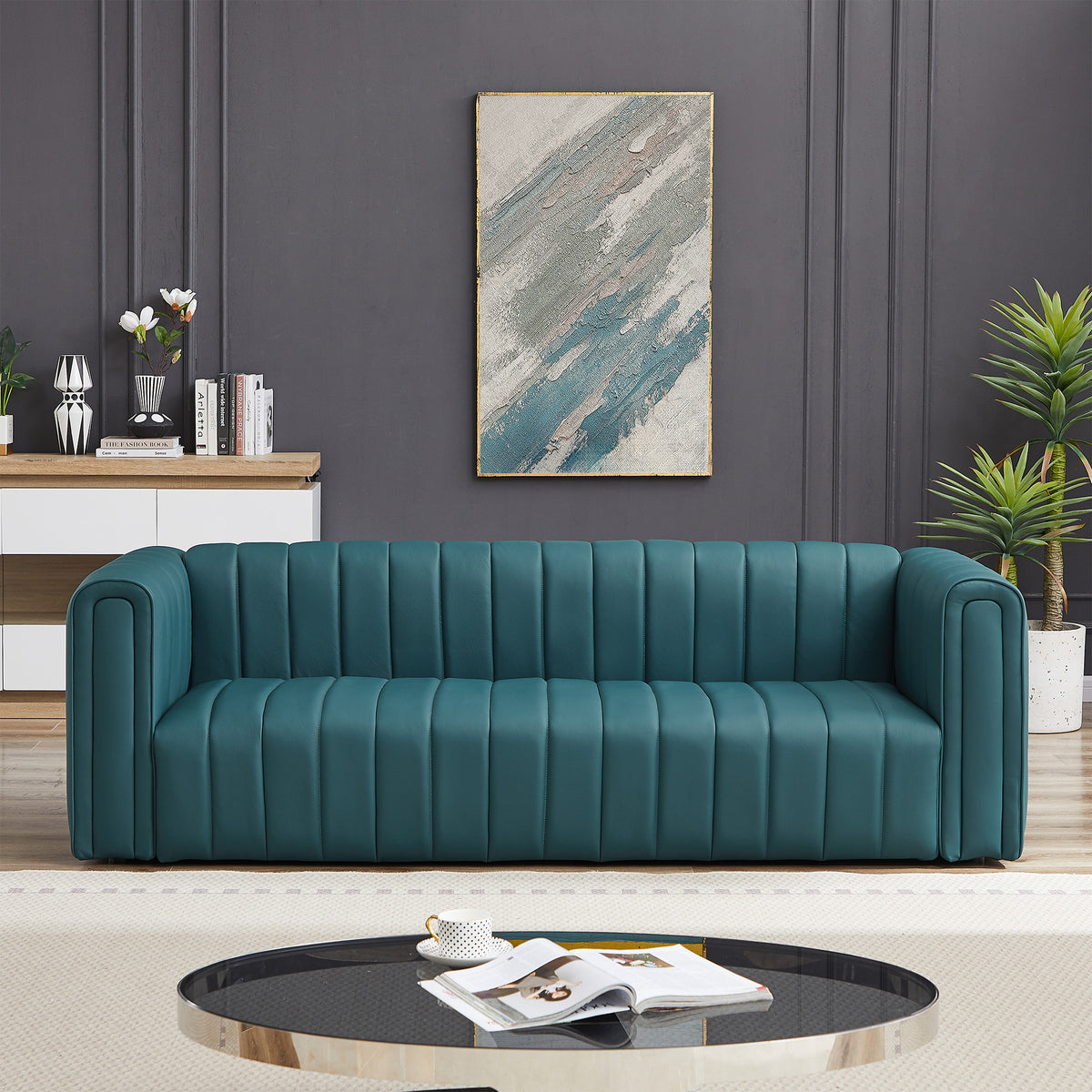 Denver Sofa (Blue Leather)