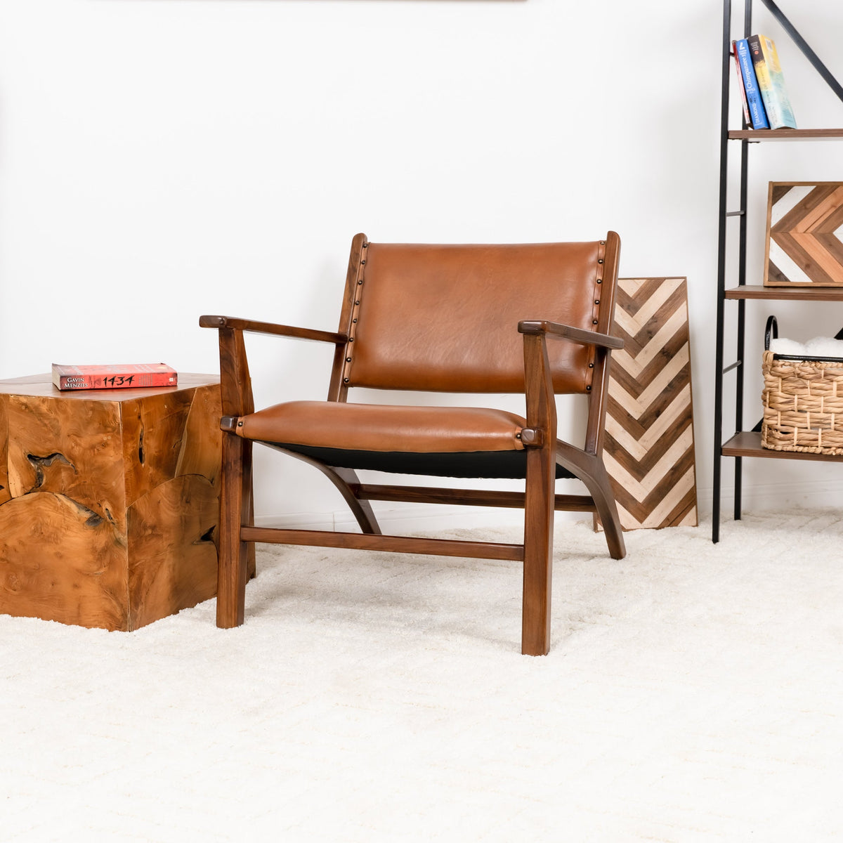 Malawi Tan Leather Arm Chair