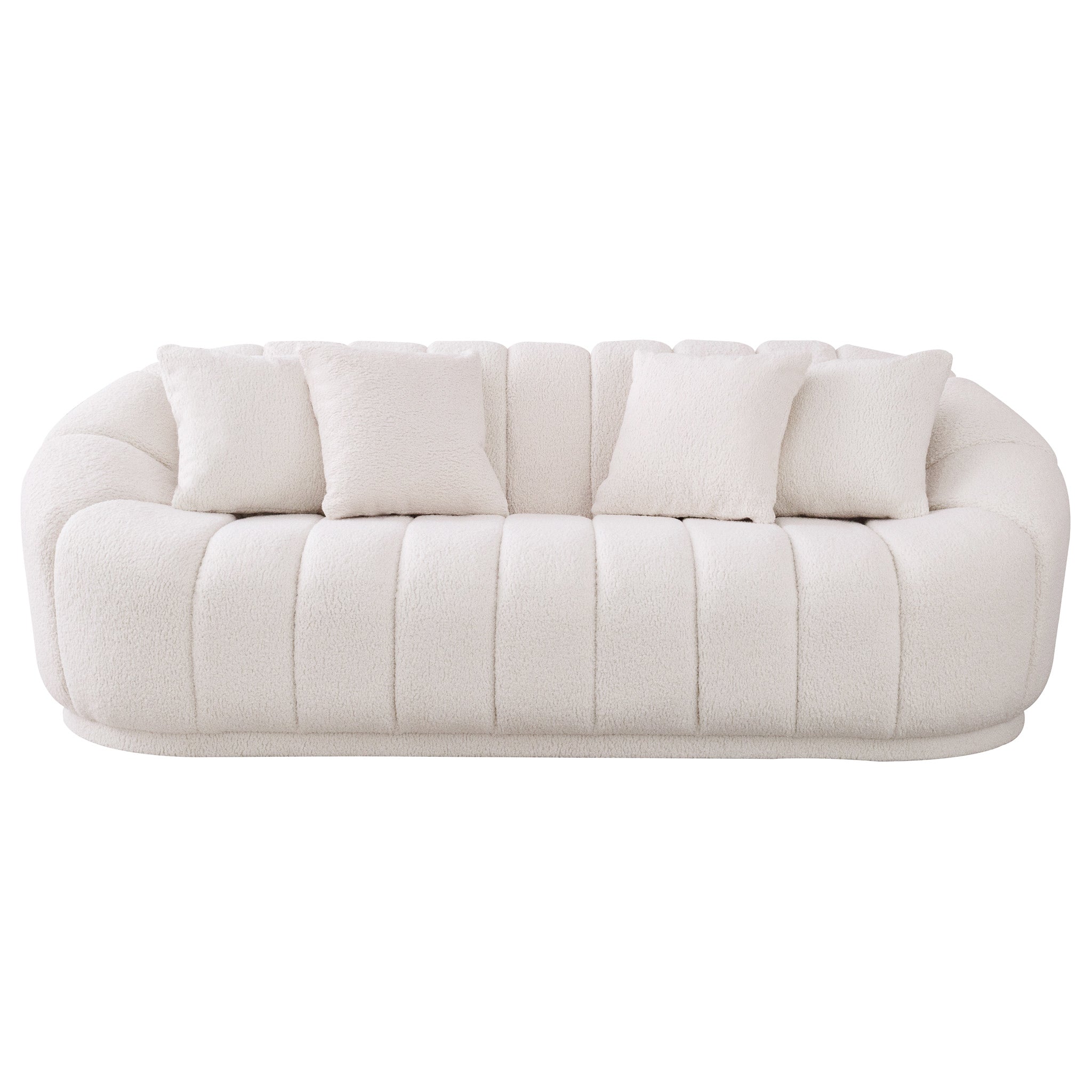 Maximilian Japandi Style White Boucle Sofa