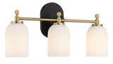 Meadows Three Lights Vanity Brushed Gold Bathroom Wall Light for Bathroom Over Mirror 20.5"W × 10.125"H × 5.5"E with White Frosted Glass