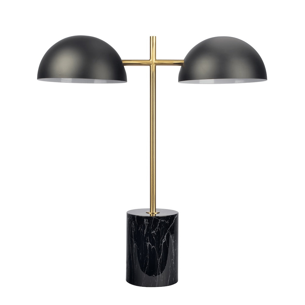 Nova Hydro Black Table Lamp with On/Off Switch Double Lamp with Faux Marble Base