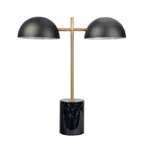 Nova Hydro Black Table Lamp with On/Off Switch Double Lamp with Faux Marble Base