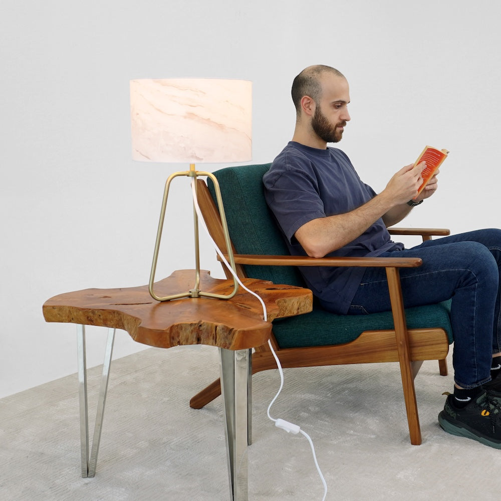 Optima Marble Lampshade Table Lamp - Bronze