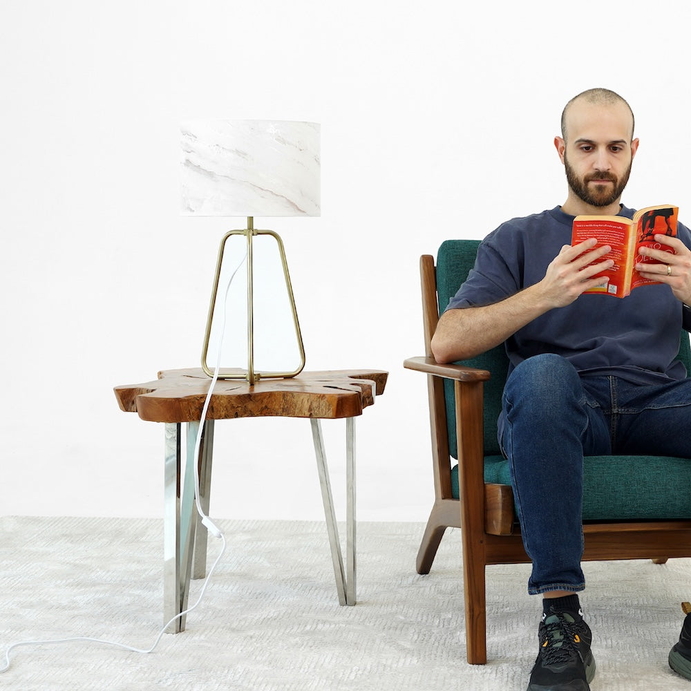 Optima Marble Lampshade Table Lamp - Bronze