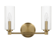 Regal Double Light Vanity With Clear Ribbed Glass - Satin Brass