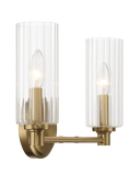 Regal Double Light Vanity With Clear Ribbed Glass - Satin Brass