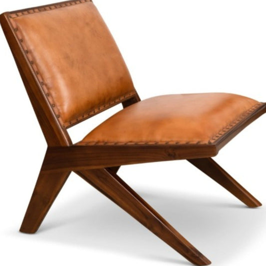 Samaloni Leather Lounge Chair (Antique Tan)