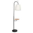 Seoul Black Floor Lamp with Rotary Switch Wood Table Metal Base