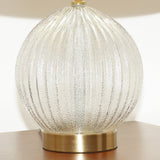 Serenity Round Ribbed Glass Lamp Base Clear Table Lamp Large Linen Shade