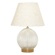 Serenity Round Ribbed Glass Lamp Base Clear Table Lamp Large Linen Shade