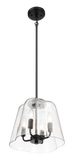 Soiree Four Candle Lights Pendant With Clear Glass - Black Finish