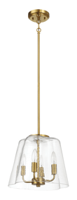 Soiree Four Candle Lights Pendant With Clear Glass - Satin Brass