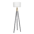 Sway Brassed Gold Floor Lamp with On/Off Switch Triple Legs White Fabric Shade