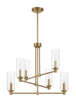 Timeless Six Lights Chandelier With Clear Ribbed Glass - Satin Brass