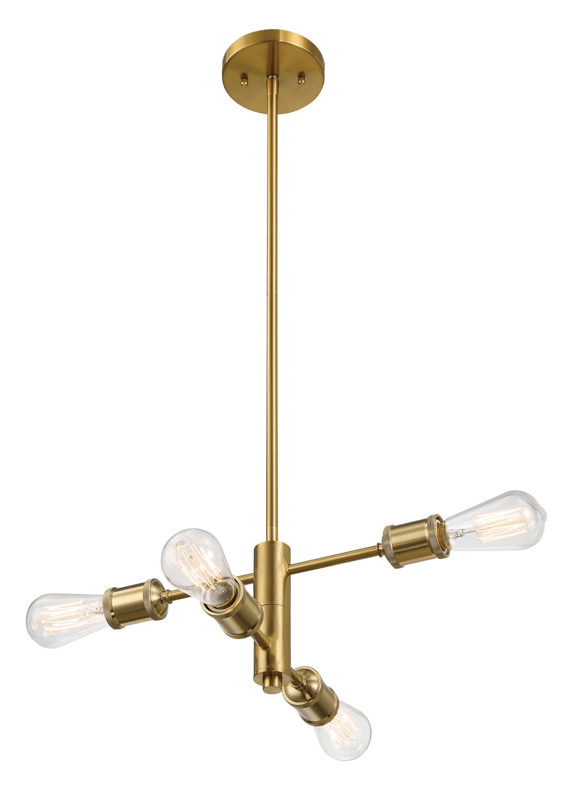 Trellis Four Lights Modern Gold Chandelier Vintage Pendant Fixture for Living Room Dining Kitchen 15"W × 6.75"H