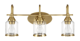 Twilight Three Lights Brushed Gold Contemporary Vanity Light 22"W × 10"H × 7.48"E with Clear Glass