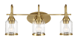 Twilight Three Lights Brushed Gold Contemporary Vanity Light 22"W × 10"H × 7.48"E with Clear Glass