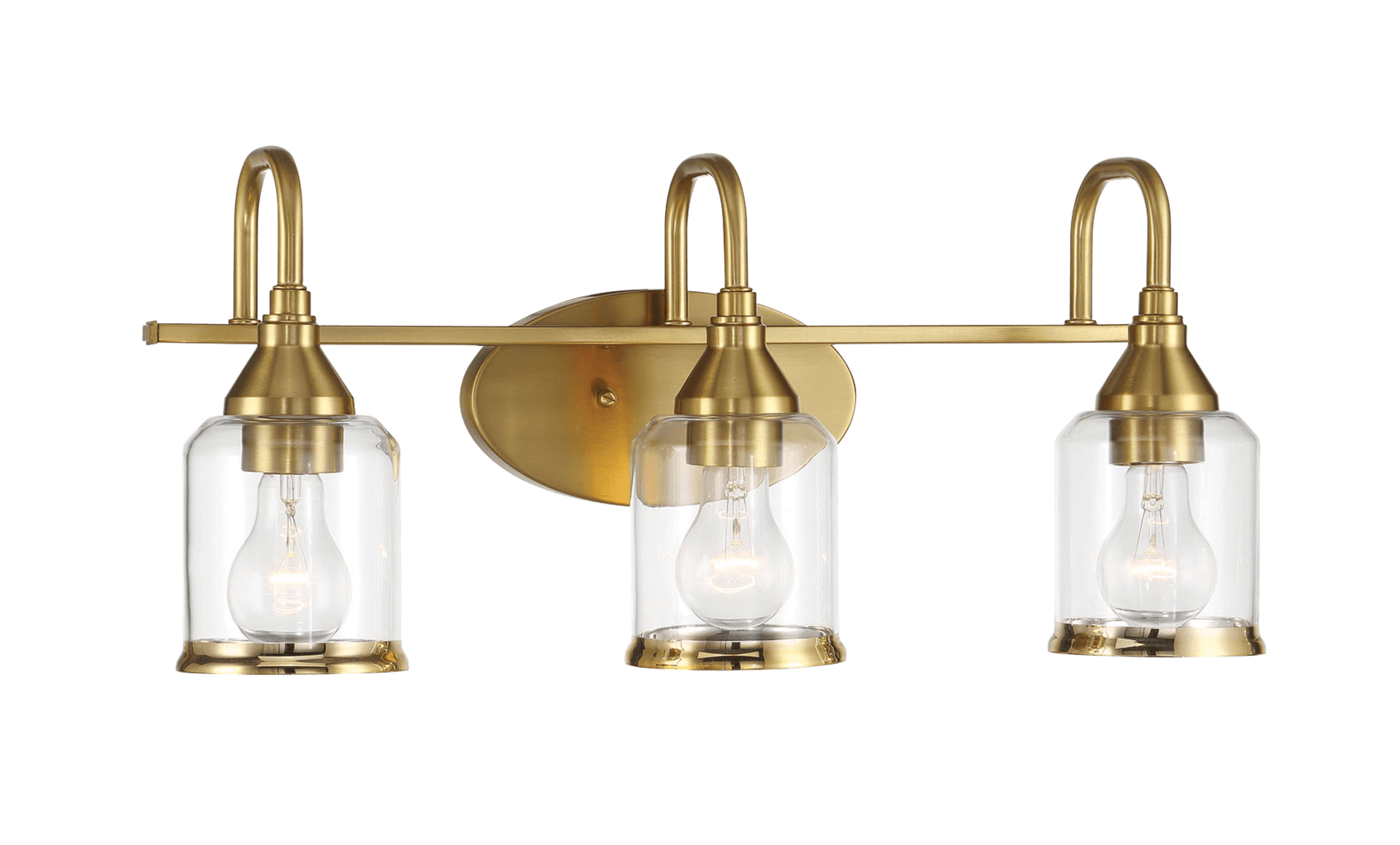 Twilight Three Lights Brushed Gold Contemporary Vanity Light 22"W × 10"H × 7.48"E with Clear Glass