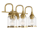Twilight Three Lights Brushed Gold Contemporary Vanity Light 22"W × 10"H × 7.48"E with Clear Glass