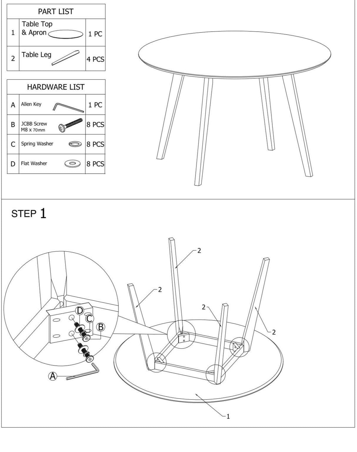 Aliana Dining Set With 4 Ohio Dark Gray Chairs (White)