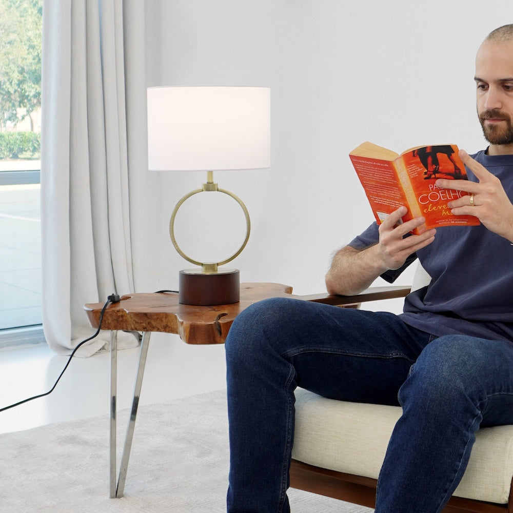 Grid Metal Circular Table Lamp