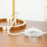 Velvet Globe Table Lamp White Opal Glass with Dimmer Switch Inline