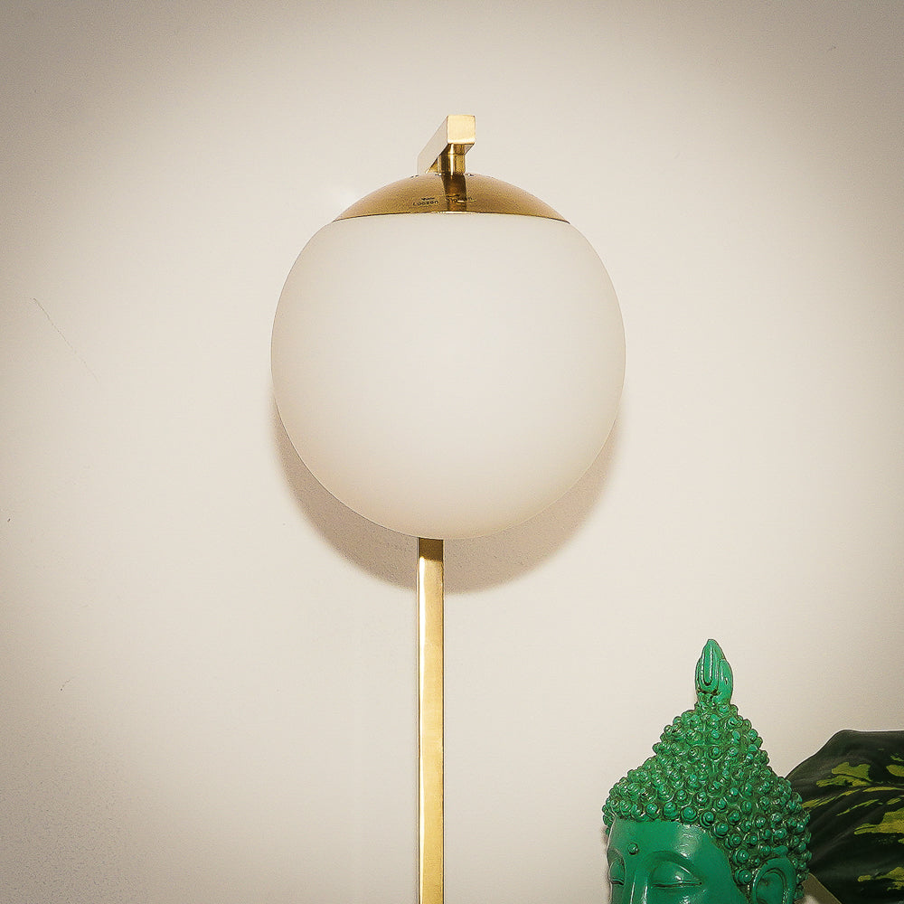Velvet Globe Table Lamp White Opal Glass with Dimmer Switch Inline
