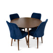 Aliana Dining Set With 4 Evette Blue Chairs (Walnut)