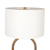 Vivid Brass Ring Base Floor Lamp with Large White Drum Shade